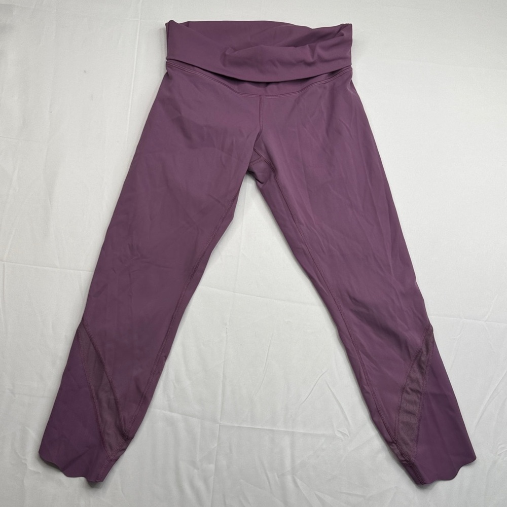 Lululemon Athletica Plum mauve fuchsia Leggings roll down size 0 pinkish purple